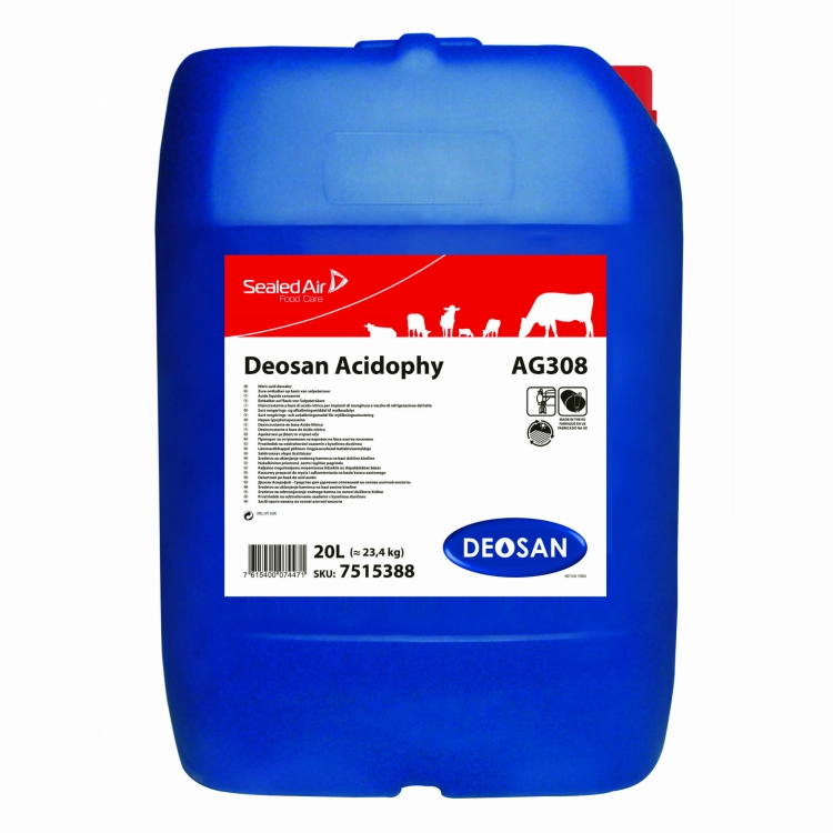 Diversey Deosan Acidophy 20L – preparat na bazie kwasu azotowego do mycia i odkamieniania instalacji udojowych i zbiorników na mleko