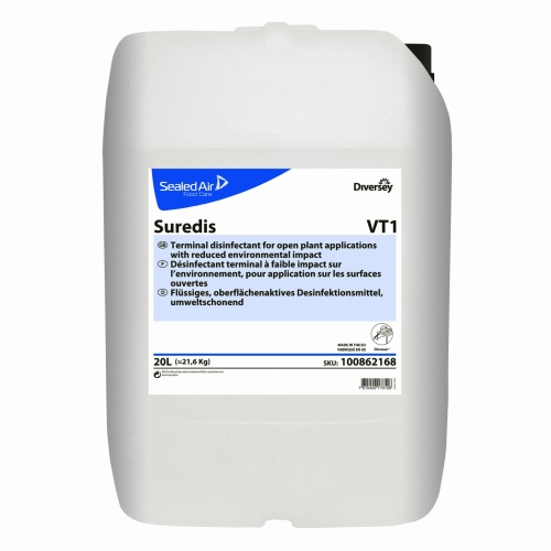 Divosan Suredis 21,6 kg – preparat dezynfekcyjny na bazie związków powierzchniowo czynnych, skuteczny wobec bakterii gram+, gram- i drożdży, przeznaczony do przemysłu spożywczego, napojowego, farmaceutycznego i gastronomii